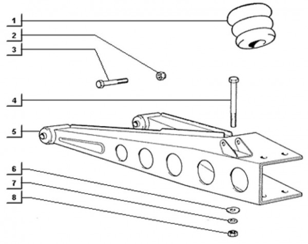 Radaufhängung Schwinge - Ape TM 703 Diesel mit Lenkrad 422ccm 4T AC 1997-2004 ATD1 00001101