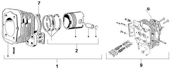 Motor Zylinder - Ape 190ccm 2T AC 1967-1972 MPA1T