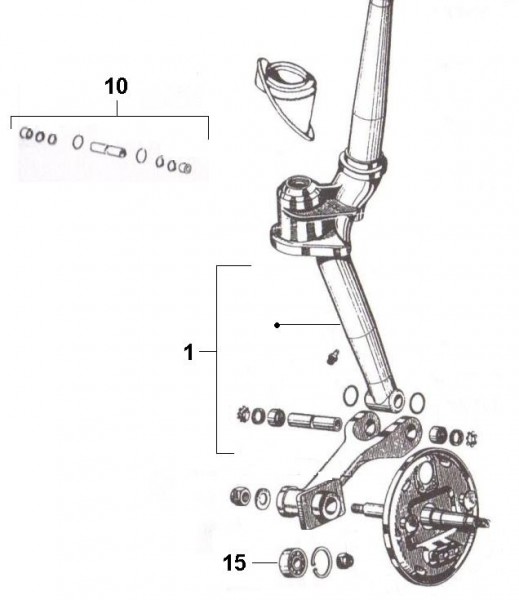 Radaufhängung Steuerrohr - Vespa Car 125ccm 2T AC 1970- MPF1T