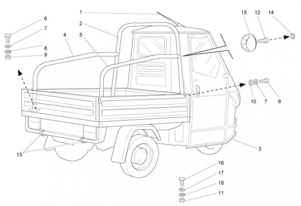 Fahrgestell Schutzbügel Ape Cross - Ape Mix 50ccm 2T AC 2016- ZAPC80000