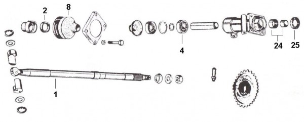 Radaufhängung Achswelle - Ape TM 50ccm 2T AC 1985- TL4T