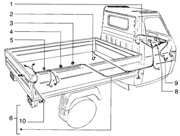 Elektrische Anlage Kabelbaum - Ape TM 703 Diesel mit Lenker 422ccm 4T AC 2005-2010 ZAPT10000