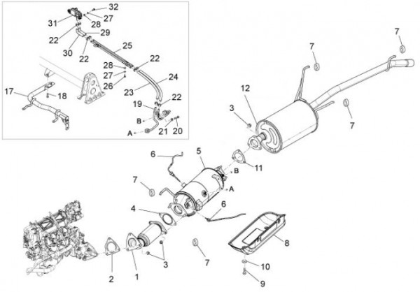 Motor Auspuff - Porter D120 Diesel 1300ccm 4T LC 2013- ZAPS90CK