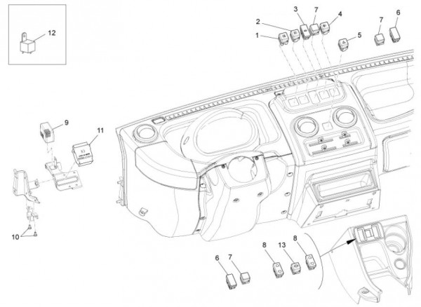 Elektrische Anlage Schalter - Porter Maxxi D120 Diesel 1200ccm 4T LC 2011- ZAPS90RK