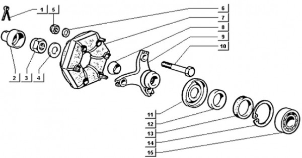Radaufhängung Hardyscheibe - Ape TM 703 Diesel mit Lenkrad 422ccm 4T AC 1997-2004 ATD2T