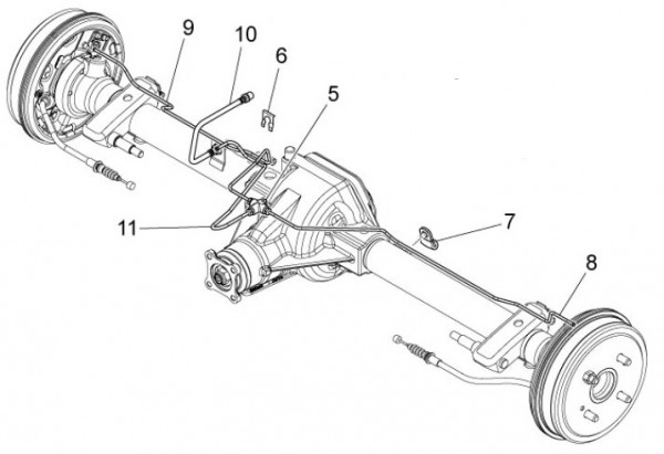 Bowdenzüge Bremsleitungen hinten - Porter Multitech 1300ccm 4T LC 2017- ZAPS90PGW