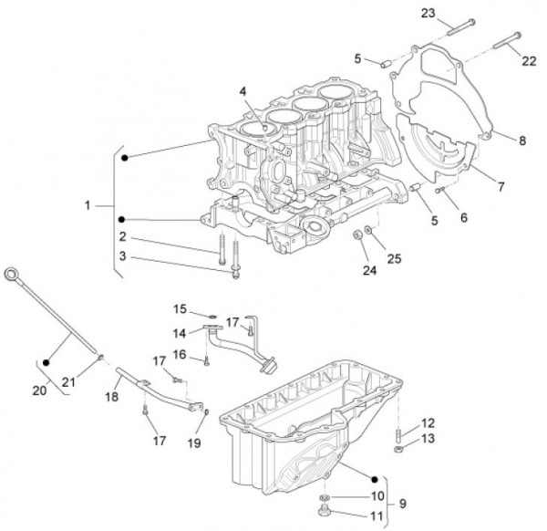 Motor Zylinderblock - Porter Maxxi Multitech 1300ccm 4T LC 2011- ZAPS90DJ
