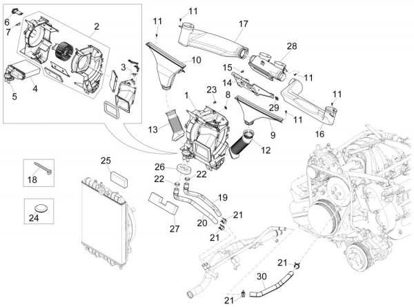 Fahrgestell Heizung - Porter Maxxi Multitech 1300ccm 4T LC 2016-