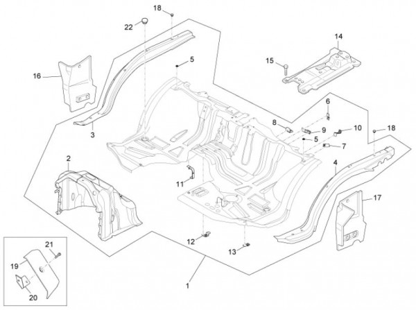 Fahrgestell Bodenpaneel vorn - Porter Maxxi D120 Diesel 1200ccm 4T LC 2013- ZAPS90RK