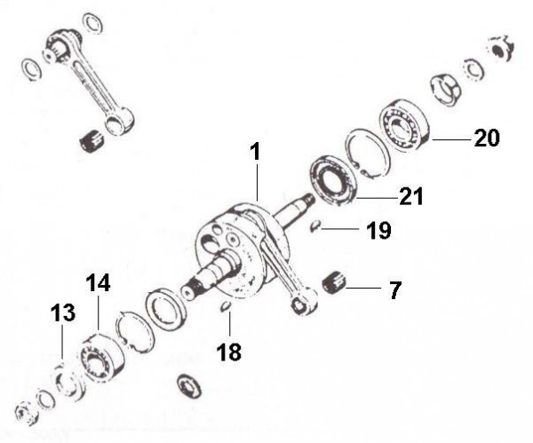 Motor Kurbelwelle - Ape 190ccm 2T AC 1967-1972 MPA1T