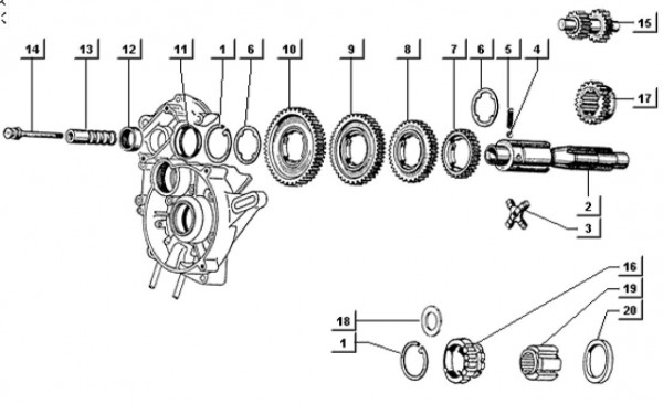 Motor Schaltgetriebe - Ape TM 703 mit Lenkrad 220ccm 2T AC 1997-1999 ZAPT10000