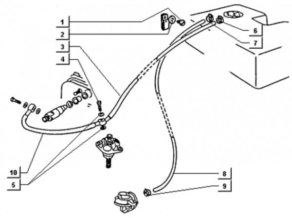 Fahrgestell Benzinleitungen - Ape TM 703 Diesel mit Lenker 422ccm 4T AC 2000-2004 ZAPT10000