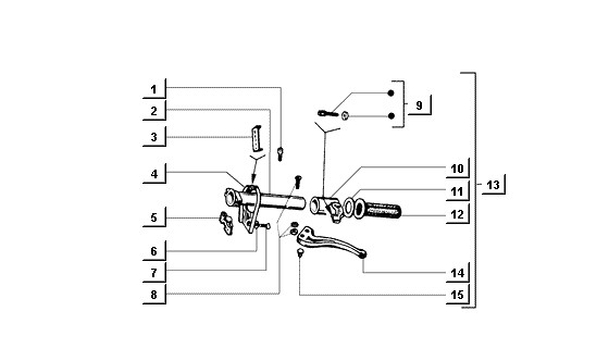 Lenker Schaltgriff - Ape Mix 50ccm 2T AC 1998-2008 ZAPC80000