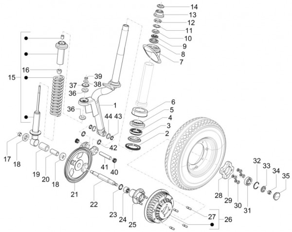 Radaufhängung Vorderradgabel - Calessino 200ccm 4T 3V AC 2014- ZAPT42PMC