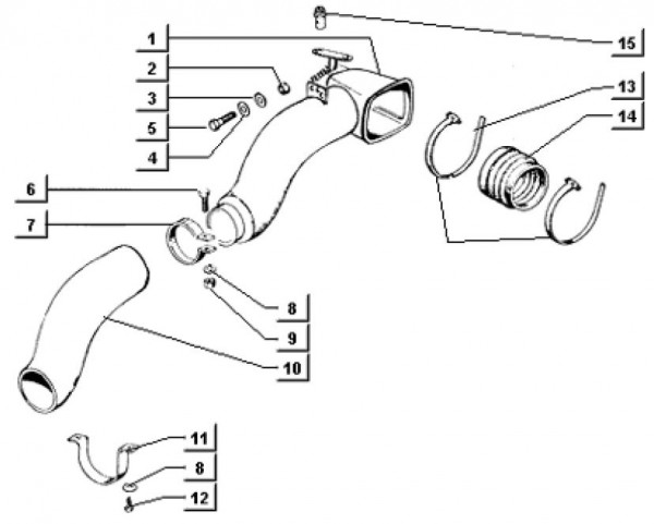 Motor Warmluftzuleitung - Ape TM 703 Diesel mit Lenker 422ccm 4T AC 2000-2004 ZAPT10000
