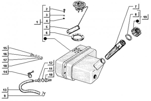 Fahrgestell Öltank - Ape TM 703 mit Lenker 220ccm 2T AC 2000-2007 ATM2T