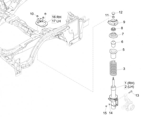 Radaufhängung Stoßdämpfer vorn - Porter Multitech 1300ccm 4T LC 2015- ZAPS90PGW