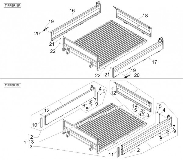Fahrgestell Bordwände Tipper - Porter Multitech 1300ccm 4T LC 2010- ZAPS90TJ