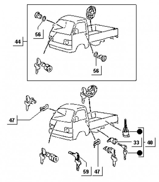 Elektrische Anlage Schloßsatz - Porter Porter Diesel 1400ccm 4T LC 1998-2004 ZAPS85000007