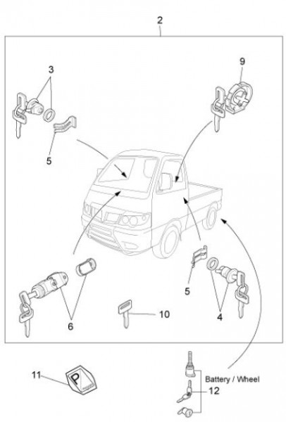 Elektrische Anlage Schloßsatz - Porter D120 Diesel 1300ccm 4T LC 2013- ZAPS90CK