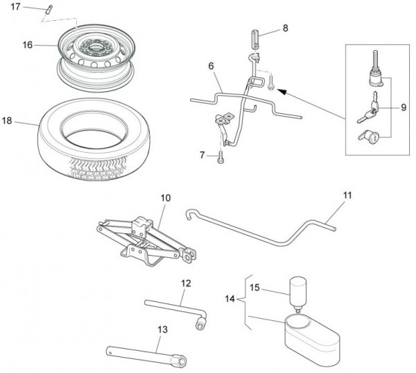 Radaufhängung Ersatzrad - Porter Multitech 1300ccm 4T LC 2017- ZAPS90PGW