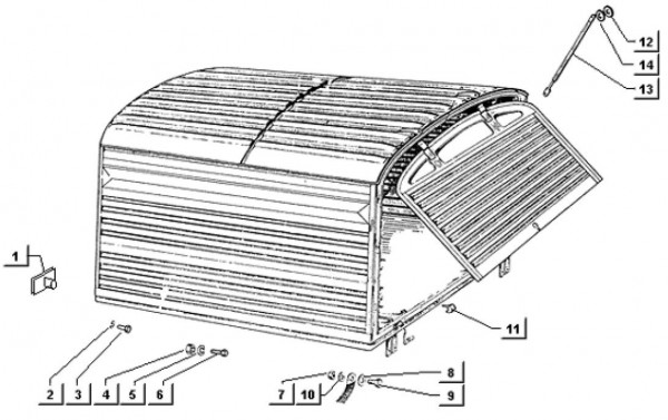 Fahrgestell Befestigungen Kastenaufbau - Ape TM 703 Diesel mit Lenkrad 422ccm 4T AC 1997-2004 ZAPT10