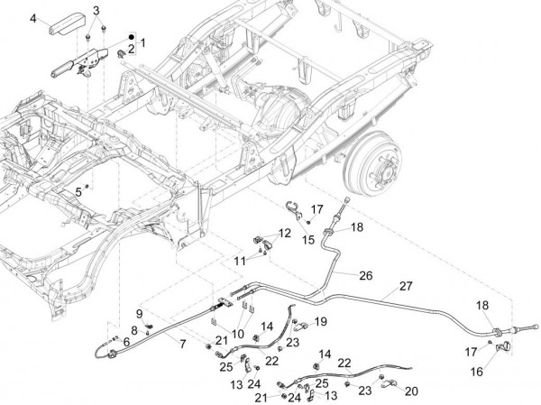 Bowdenzüge Feststellbremse - Porter Multitech 1300ccm 4T LC 2015- ZAPS90PGW