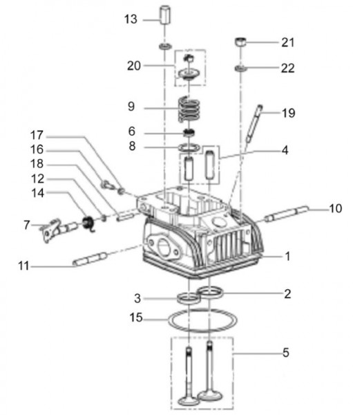 Motor Zylinderkopf - Classic 400 422ccm 4T 2V AC 2015- MBX000T58RC001005