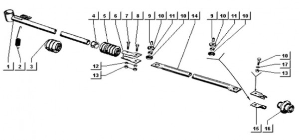 Motor Schaltgestänge - Ape TM 703 mit Lenkrad 218ccm 2T AC 1997-1999 ATM2 00001001