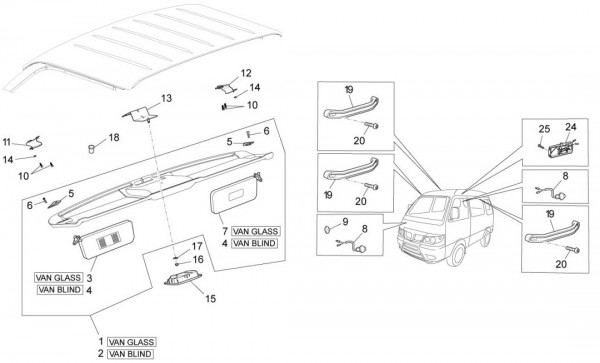Fahrgestell Kabinenbauteile - Porter Multitech 1300ccm 4T LC 2017-