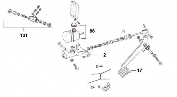Bowdenzüge Fußbremspedal - Ape Car 422ccm 4T AC 1988- AFD3T