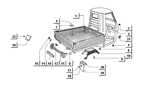 Fahrgestell Ladefläche - Ape Mix 50ccm 2T AC 1998-2008 ZAPC80000