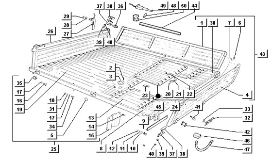 Fahrgestell Pritsche (Ladeklappen aus Legierung) - Ape TM 218ccm 2T AC 1999-2004 ZAPT1000000001001
