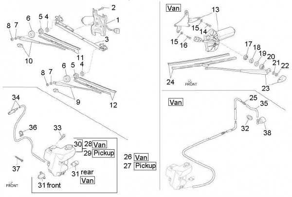 Elektrische Anlage Scheibenwischer - Porter D120 Diesel 1300ccm 4T LC 2011- ZAPS90TK