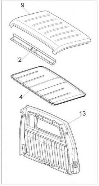 Fahrgestell Dachpaneel - Porter D120 Diesel 1300ccm 4T LC 2013- ZAPS90PK