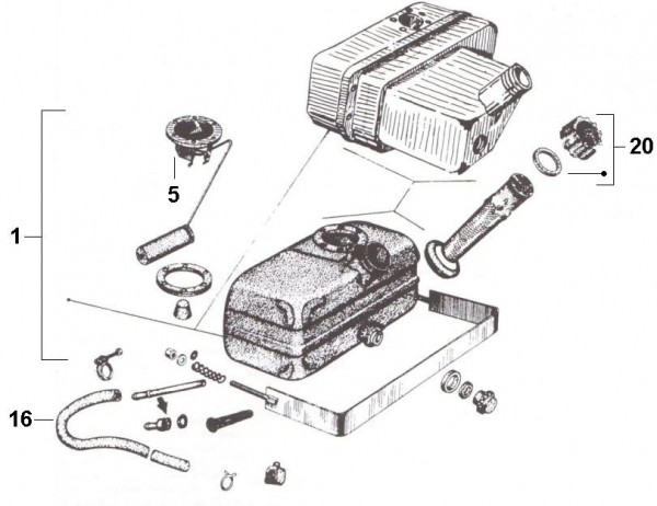 Fahrgestell Öltank - Ape 220ccm 2T AC 1978- MPV2T
