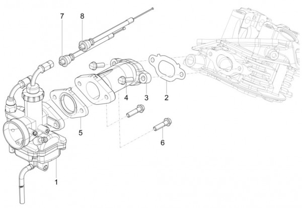 Motor Vergaser - Calessino 200ccm 4T 3V AC 2015- ZAPT42PMC