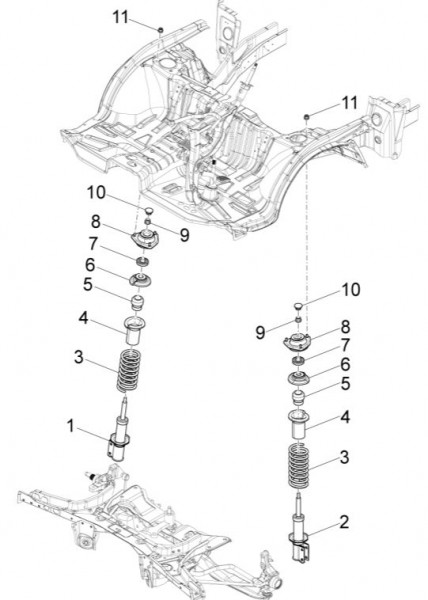 Radaufhängung Stoßdämpfer vorn - Porter Quargo 700ccm 4T LC 2015- ZAP4P10000