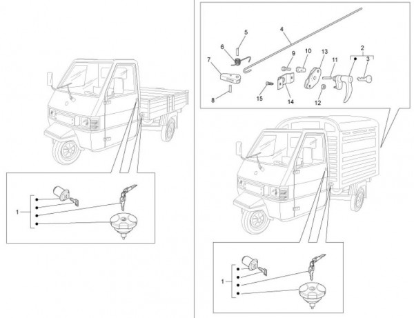 Elektrische Anlage Schloßsatz - Ape TM 703 mit Lenkrad 220ccm 2T AC 2008-2016 ZAPT10000