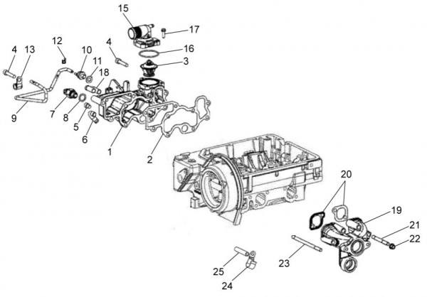 Motor Stutzen Einlass - Auslass - Porter Quargo 700ccm 4T LC 2013- ZAP4P10000