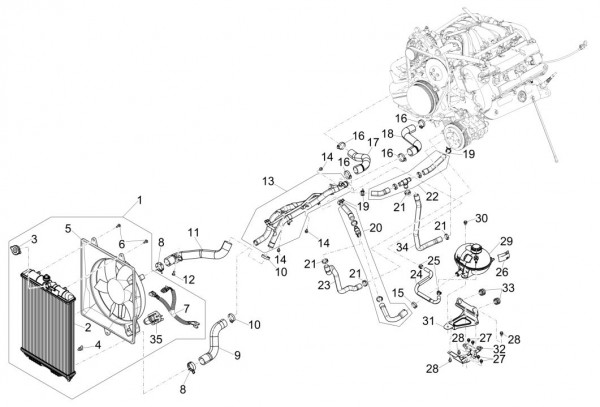 Fahrgestell Kühlanlage - Porter Maxxi Multitech 1300ccm 4T LC 2017-