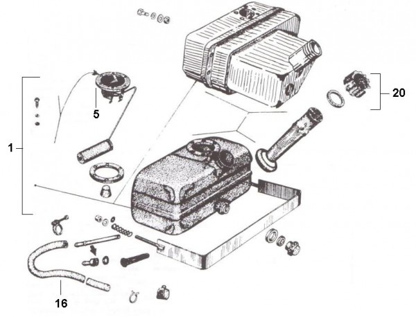 Fahrgestell Öltank - Vespa Car 125ccm 2T AC 1970- MPF1T