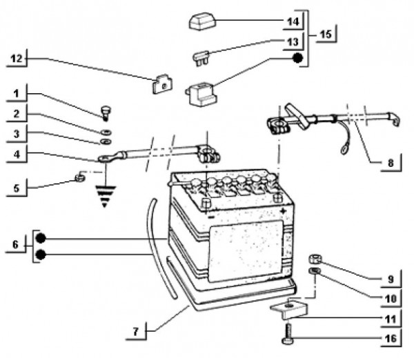 Elektrische Anlage Batterie - Ape TM 703 Diesel mit Lenker 422ccm 4T AC 2000-2004 ZAPT10000
