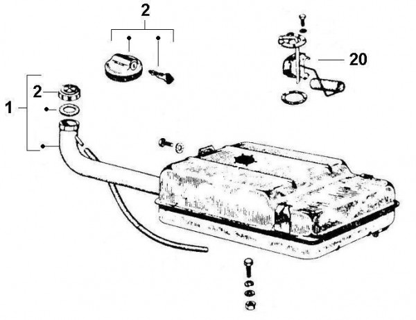 Fahrgestell Benzintank - Ape 220ccm 2T AC 1978-1983 MPM2T