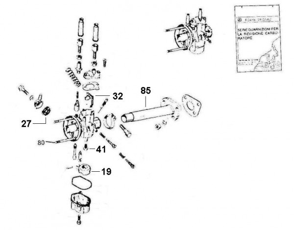 Motor Vergaser - Ape 125ccm 2T AC 1970-1974 TM1T