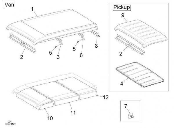 Fahrgestell Dachpaneel - Porter D120 Diesel 1300ccm 4T LC 2011- ZAPS90TK