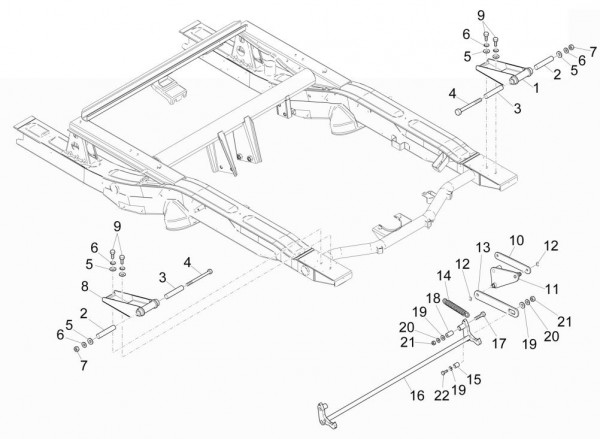 Fahrgestell Ladeflächenbauteile - Porter Multitech 1300ccm 4T LC 2010- ZAPS90TJ