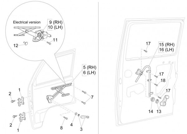 Fahrgestell Fensterheber - Porter Multitech 1300ccm 4T LC 2016-
