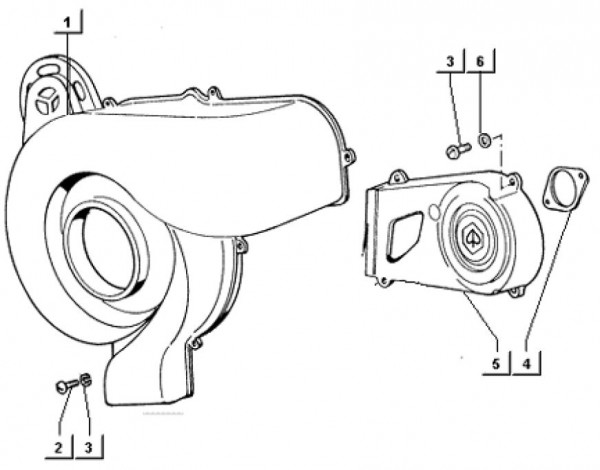 Motor Gebläsegehäuse II - Ape TM 703 Diesel mit Lenker 422ccm 4T AC 2000-2004 ZAPT10000