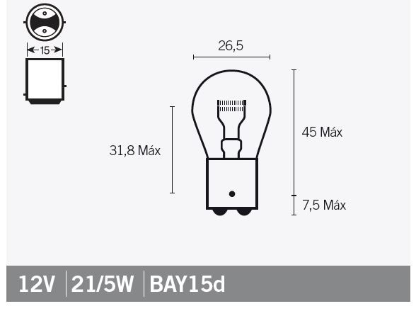 TNT Leuchtmittel, Glühlampe, 12 V, 21/5 W, BAY15d, rot